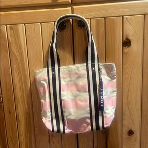 Tommy Hilfiger Pink and White Tote Bag